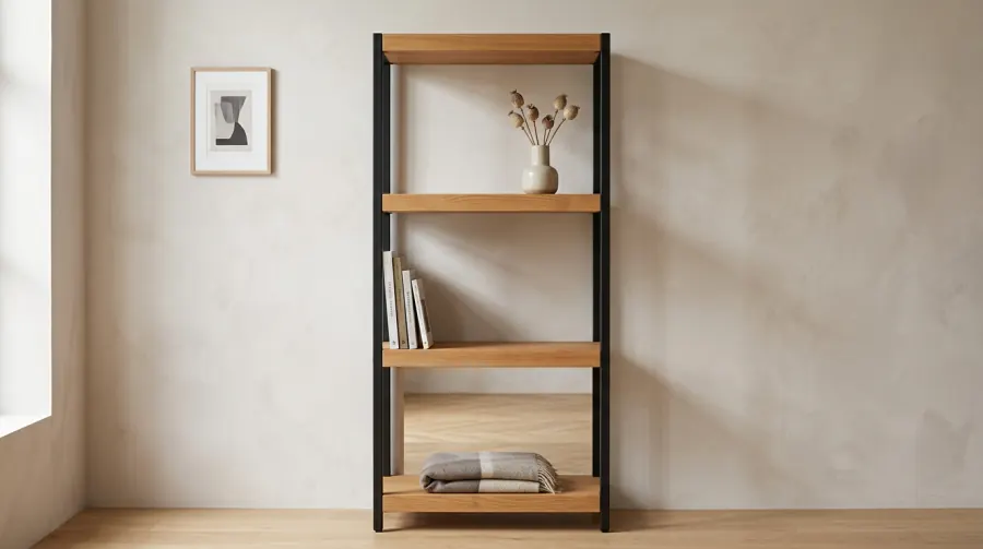 Biblioteca modular hierro y madera