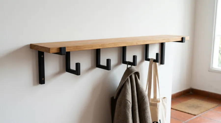 Perchero de pared con estante